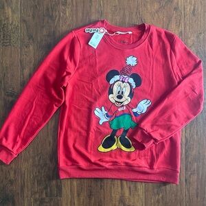 Women’s Disney Red Minnie Mouse Crewneck Sweatshirt Size Large